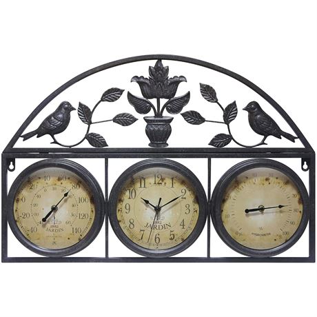 Infinity Instruments Jardin int/ext horloge/thermomètre/hygromètre laiton
