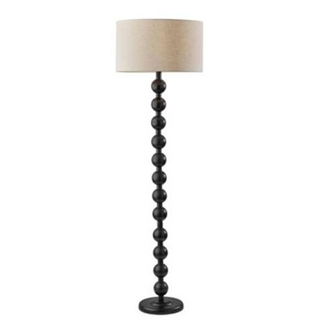 Lampadaire Adesso Orchard noir : moderne en bois ETL, lin