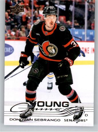 Upper Deck — Carte recrue Donovan Sebrango #229 Sénateurs d’Ottawa