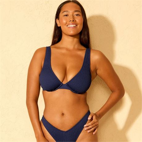 D/DD - Haut bikini smocké à armature Wild Fable femmes bleu marine bonnet