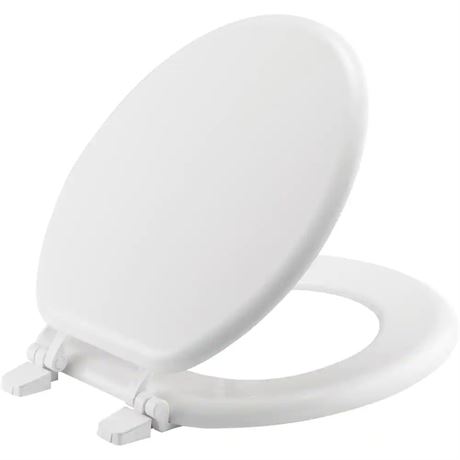 Siège toilette rond bois émaillé blanc