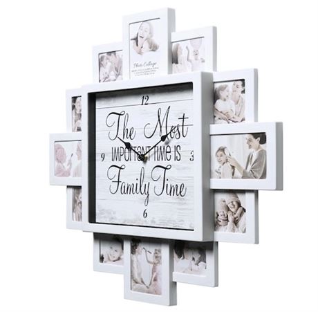 Horloge collage photo décor. Crystal Art Gallery Family Time blanche