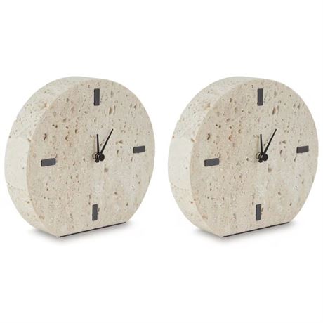 Horloges de table analogiques Donfordson beige lot de 2