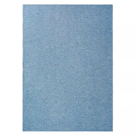Tapis lavable 2pi 11po x 4pi 11po - bleu texturé chevron uni