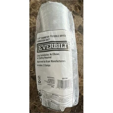 Conduit sécheuse flexible 8 x 4 po avec colliers