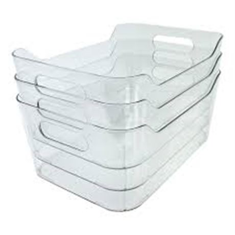 Ens. 3 pcs - bacs organisateurs plastique transparent Belle Maison