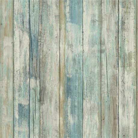 Papier peint autocollant RoomMates bois vieilli bleu 20,5 po x 16,5 pi