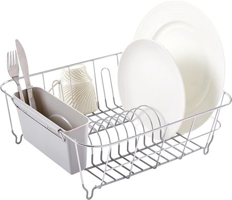 Égouttoir à vaisselle compact avec porte-couverts – ensemble de 2