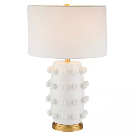 Lampe de table céramique Farrington 25,5 po blanc mat + abat-jour tissu