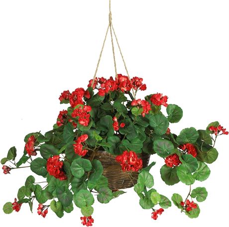 Panier suspendu géranium artificiel Nearly Natural 24 po plante florale
