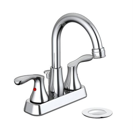Robinet salle de bain Deveral 4 po centrale 2 poignées bec haut chrome