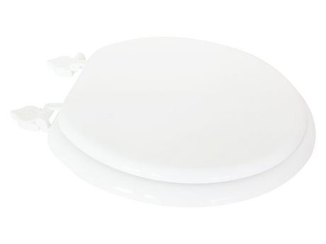 Siège de toilette rond en bois Mainstays blanc à charnière facile 1 pqt
