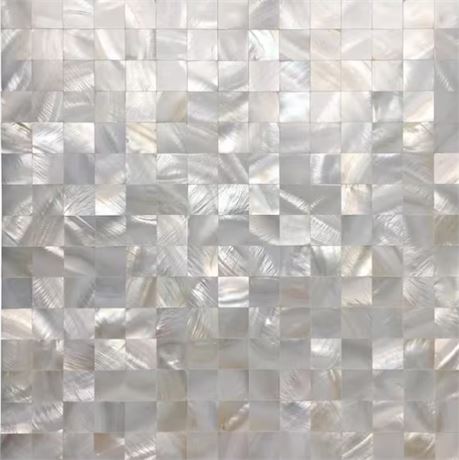 PAQUET DE 10 -Carreau nacre 12 x 12 po mosaïque blanche rectangulaire coquillage