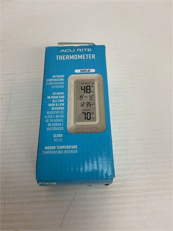 Thermomètre sans fil avec horloge blanc
