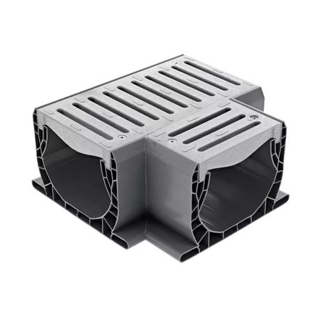 Té et grille plastique Spee-D Channel Drain, gris