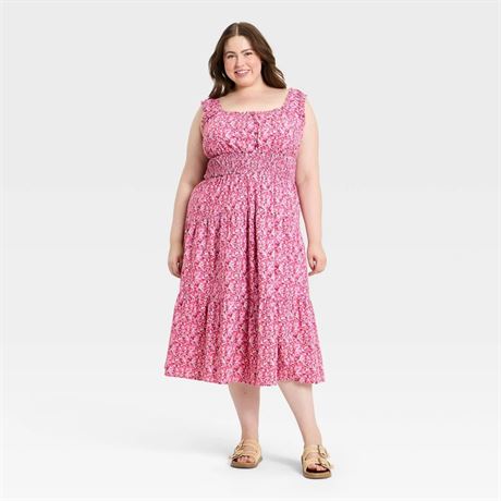 Robe maxi taille empire smockée sans manches boutonnée Universal Thread