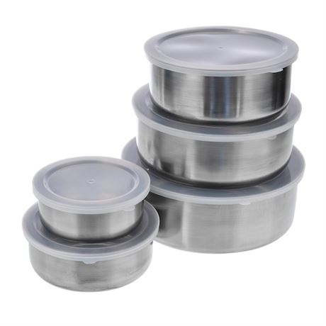 Bols en inox avec couvercles (ens. 5 pièces)