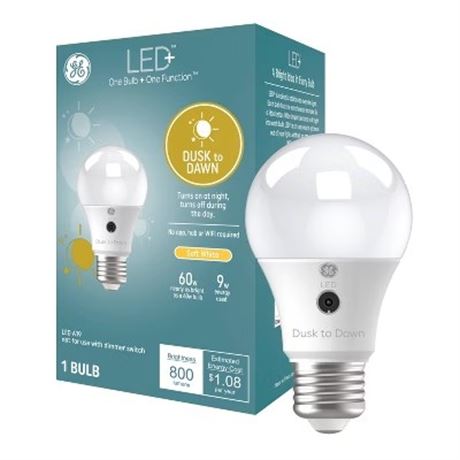 Ampoule DEL GE LED+ crépuscule à aube A19 blanc doux