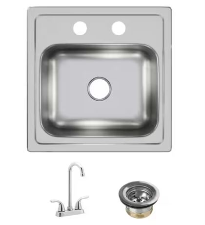 Ens. évier bar Elkay HD320874LFR à encastrer 15 po inox 2 trous simple