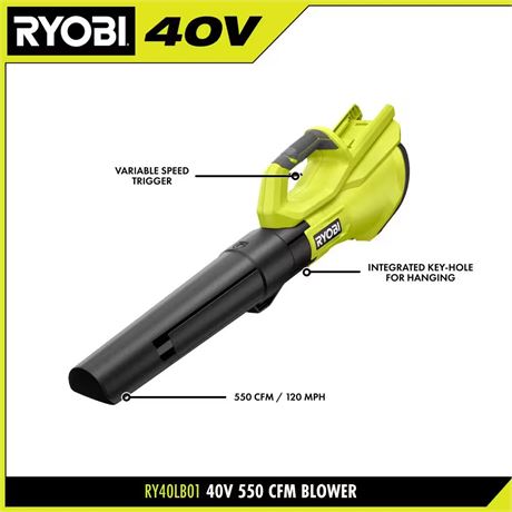 Souffleur RYOBI 40V 550 CFM kit batterie et chargeur