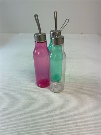 Bouteilles d’eau transparentes avec bouchon inox sans BPA lot de 3