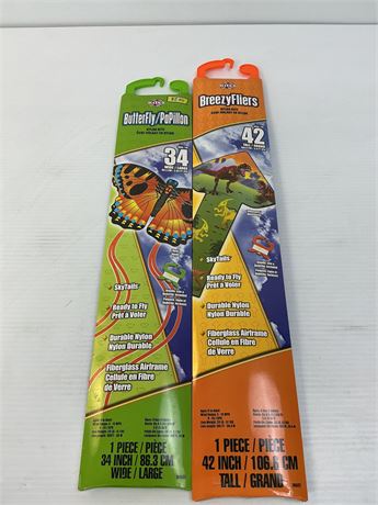 Lot cerfs-volants dinosaure 34 po + papillon