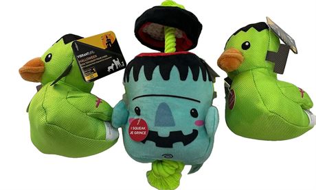 Ens. 3 jouets pour chien Halloween avec couineur
