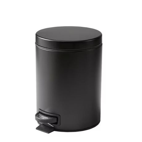 VOIR PHOTOS - Poubelle de salle de bain BHG noir mat 1,3 gal métal seau amovible