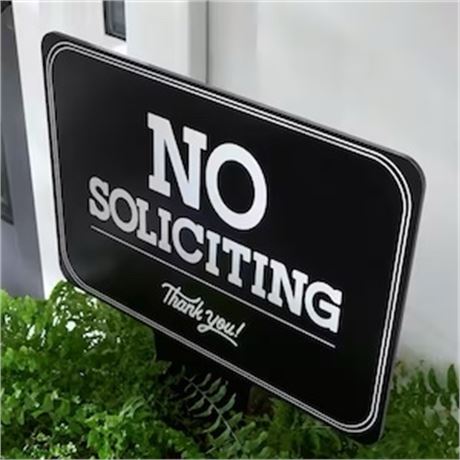ENDOMMAGÉE - Pancarte Everbilt “No soliciting” aluminium 10 x 14 po