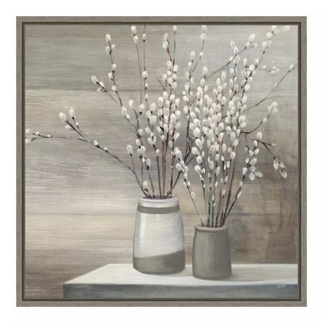 Amanti Art 15 x 15 po toile encadrée nature morte saules pots gris recadrée