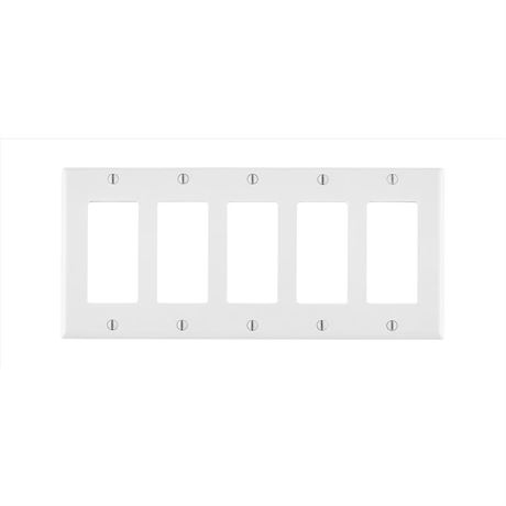 LOT DE 2 - SANS QUINCAILLERIE Plaque murale Leviton blanche 5 postes décorateur