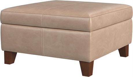 Pouf rangement carré luxe Homepop Home Decor K2380-E915 faux cuir