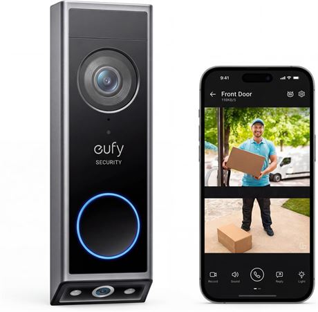 Sonnette vidéo eufy Security E340, sans abonnement, double cam., 2K FHD