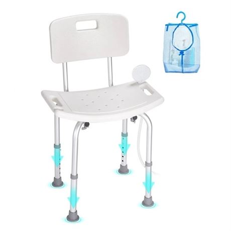 Chaise de douche VEVOR avec dossier, hauteur ajustable, tabouret