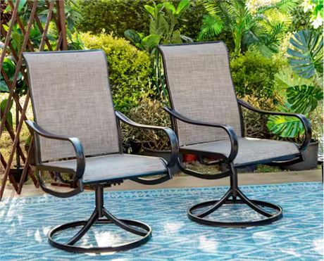 Pq 2 - chaise pivotante patio Phi Villa textilène métal noir