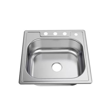 Évier de cuisine encastré 25 po simple cuve inox calibre 22