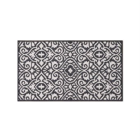 Tapis touffeté lavable antidérapant gris foncé/ivoire 2 x 4 pi