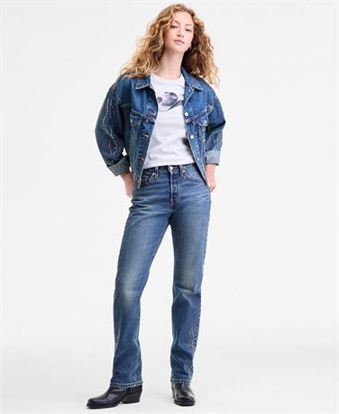 29 - Jeans Levi's 501 Curve femmes taille haute jambe droite - bleu