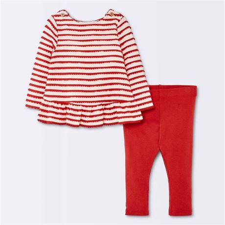 Ens. 2 pcs NEWBORN filles bébés t-shirt manches longues rayé + leggings côtelés