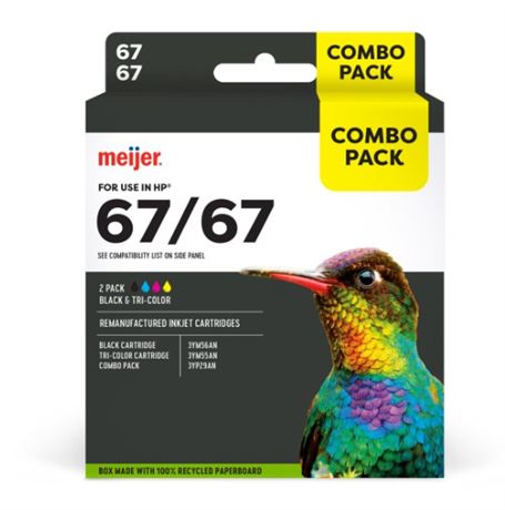 Cartouche encre Meijer pour HP 67/67 noir/tricolore