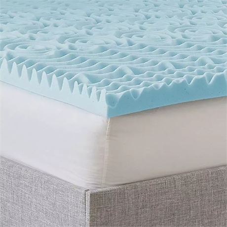 Surmatelas double BodiPedic 1,5 po 5 zones infusé gel, bleu