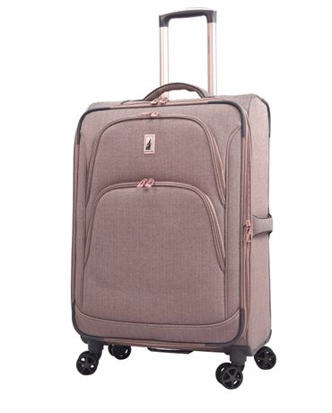 VOIR PHOTOS - Valise rose/gris