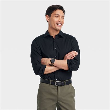 S - Chemise habillée perf. manches longues Goodfellow & Co noir