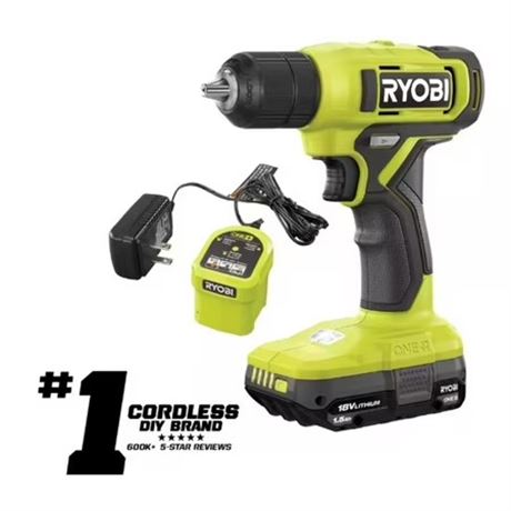 Perceuse RYOBI ONE+ 18V 3/8 avec chargeur et batterie