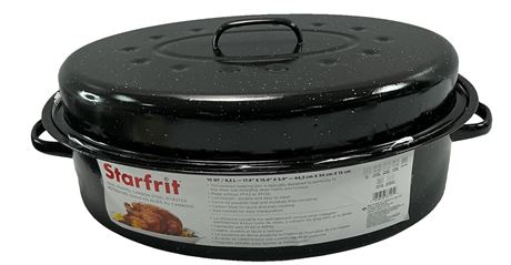 Rôtissoire ovale émail acier carbone Starfrit 9,5 L 17,4 x 13,4 x 5,9 po