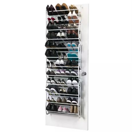 Organisateur chaussures suspendu polypropylène blanc 71 po H 36 paires