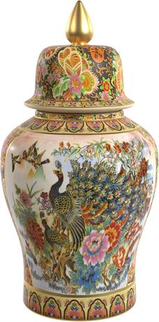 Pot temple Red Lantern Satsuma paon porcelaine 18 po