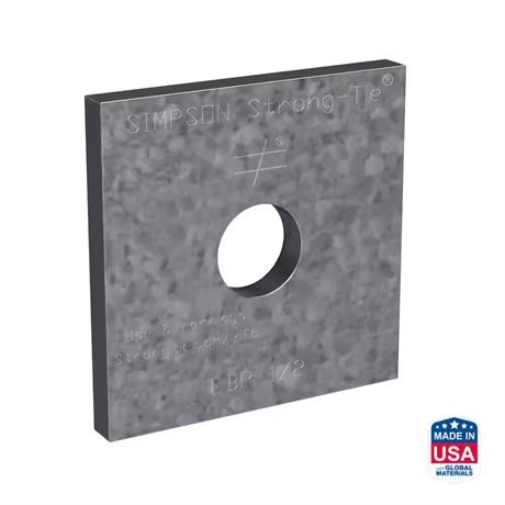 10 Plaques d'appui galvanisées ZMAX LBP 2 x 2 po pour boulon 1/2 po