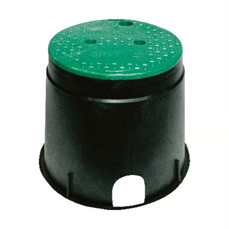 Boîte de vanne ronde NDS 12-13/16 x 10-7/16 po couvercle chevauchant noir