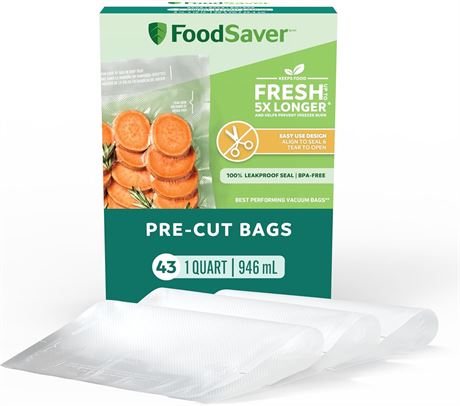 BOÎTE OUVERTE - Sacs sous-vide FoodSaver pte précoupés, faciles à utiliser